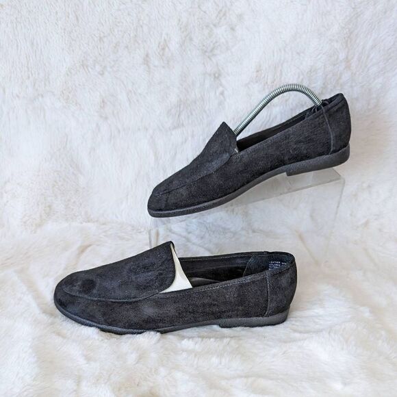NIB VTG Modern Women Slip On Loafers Shoes Suede Close Toe Black 7.5 - Picture 5 of 12